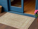 3' X 5' Tan Beige And Gold Geometric Washable Indoor Outdoor Area Rug