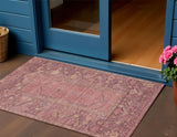3' X 5' Blush And Pink Oriental Washable Indoor Outdoor Area Rug