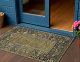 3' X 5' Brown And Charcoal Oriental Washable Indoor Outdoor Area Rug