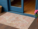 3' X 5' Terra Cotta Ivory And Wheat Oriental Washable Indoor Outdoor Area Rug