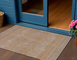 3' X 5' Beige And Brown Striped Washable Indoor Outdoor Area Rug