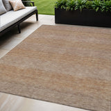 5' X 8' Beige And Brown Striped Washable Indoor Outdoor Area Rug