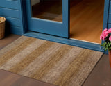 3' X 5' Brown And Khaki Striped Washable Indoor Outdoor Area Rug
