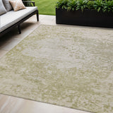 5' X 8' Beige And Ivory Abstract Washable Indoor Outdoor Area Rug