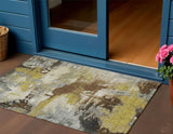 3' X 5' Brown Gray And Taupe Abstract Washable Indoor Outdoor Area Rug