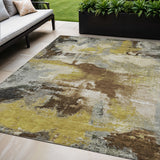 5' X 8' Brown Gray And Taupe Abstract Washable Indoor Outdoor Area Rug