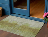 3' X 5' Olive Green And Gray Abstract Washable Indoor Outdoor Area Rug