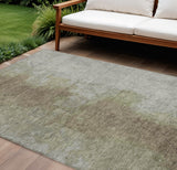5' X 8' Taupe And Beige Abstract Washable Indoor Outdoor Area Rug