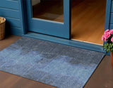3' X 5' Navy Blue And Gray Abstract Washable Indoor Outdoor Area Rug