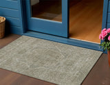 3' X 5' Gray And Silver Medallion Washable Indoor Outdoor Area Rug