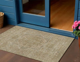 3' X 5' Tan And Gray Medallion Washable Indoor Outdoor Area Rug