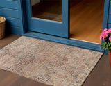 3' X 5' Copper And Gray Geometric Washable Indoor Outdoor Area Rug