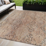5' X 8' Copper And Gray Geometric Washable Indoor Outdoor Area Rug