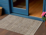 3' X 5' Brown And Beige Striped Washable Indoor Outdoor Area Rug
