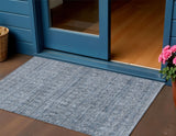 3' X 5' Blue And Gray Striped Washable Indoor Outdoor Area Rug