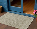3' X 5' Taupe And Beige Striped Washable Indoor Outdoor Area Rug