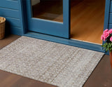3' X 5' Taupe And Beige Striped Washable Indoor Outdoor Area Rug