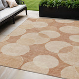 5' X 8' Coral And Peach Geometric Washable Indoor Outdoor Area Rug
