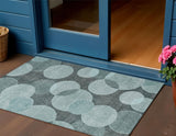 3' X 5' Teal Blue And Pale Aqua Geometric Washable Indoor Outdoor Area Rug