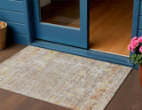 3' X 5' Brown And Gold Abstract Washable Indoor Outdoor Area Rug
