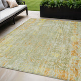 5' X 8' Beige And Gold Abstract Washable Indoor Outdoor Area Rug
