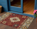 3' X 5' Rust Beige And Charcoal Tribal Washable Indoor Outdoor Area Rug