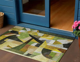 3' X 5' Green Black Gold And Beige Abstract Washable Indoor Outdoor Area Rug