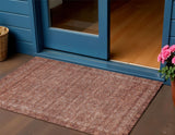 3' X 5' Terra Cotta And Rust Floral Washable Indoor Outdoor Area Rug