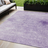 5' X 8' Lilac And Ivory Floral Medallion Washable Indoor Outdoor Area Rug