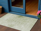 3' X 5' Sage And Ivory Floral Medallion Washable Indoor Outdoor Area Rug