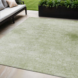 5' X 8' Sage And Ivory Floral Medallion Washable Indoor Outdoor Area Rug