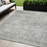 5' X 8' Gray And Ivory Abstract Washable Indoor Outdoor Area Rug