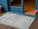 3' X 5' Linen And Ivory Abstract Washable Indoor Outdoor Area Rug