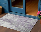3' X 5' Plum And Ivory Abstract Washable Indoor Outdoor Area Rug