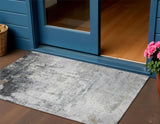 3' X 5' Gray And Ivory Abstract Washable Indoor Outdoor Area Rug