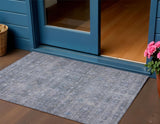 3' X 5' Blue And Gray Geometric Washable Indoor Outdoor Area Rug