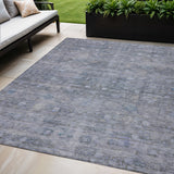 5' X 8' Blue And Gray Geometric Washable Indoor Outdoor Area Rug