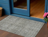 3' X 5' Pewter And Gray Geometric Washable Indoor Outdoor Area Rug