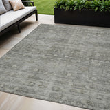 5' X 8' Pewter And Gray Geometric Washable Indoor Outdoor Area Rug