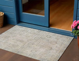 3' X 5' Linen And Gray Tribal Washable Indoor Outdoor Area Rug