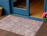3' X 5' Blush Pink And Ivory Oriental Washable Indoor Outdoor Area Rug