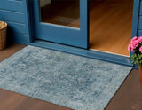 3' X 5' Blue And Gray Abstract Washable Indoor Outdoor Area Rug