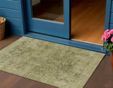 3' X 5' Green And Gold Abstract Washable Indoor Outdoor Area Rug