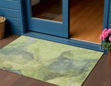 3' X 5' Green And Gray Abstract Washable Indoor Outdoor Area Rug