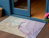 3' X 5' Lavender And Beige Abstract Washable Indoor Outdoor Area Rug