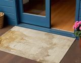 3' X 5' Gold And Beige Abstract Washable Indoor Outdoor Area Rug