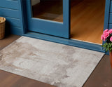 3' X 5' Taupe And Ivory Abstract Washable Indoor Outdoor Area Rug