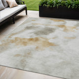 5' X 8' Beige Copper And Gray Abstract Washable Indoor Outdoor Area Rug