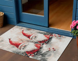 3' X 5' Ivory Red And Gray Gnome Washable Indoor Outdoor Area Rug