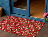3' X 5' Red White And Green Ho Ho Ho Washable Indoor Outdoor Area Rug